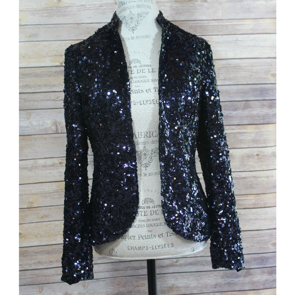 navy blue sequin jacket